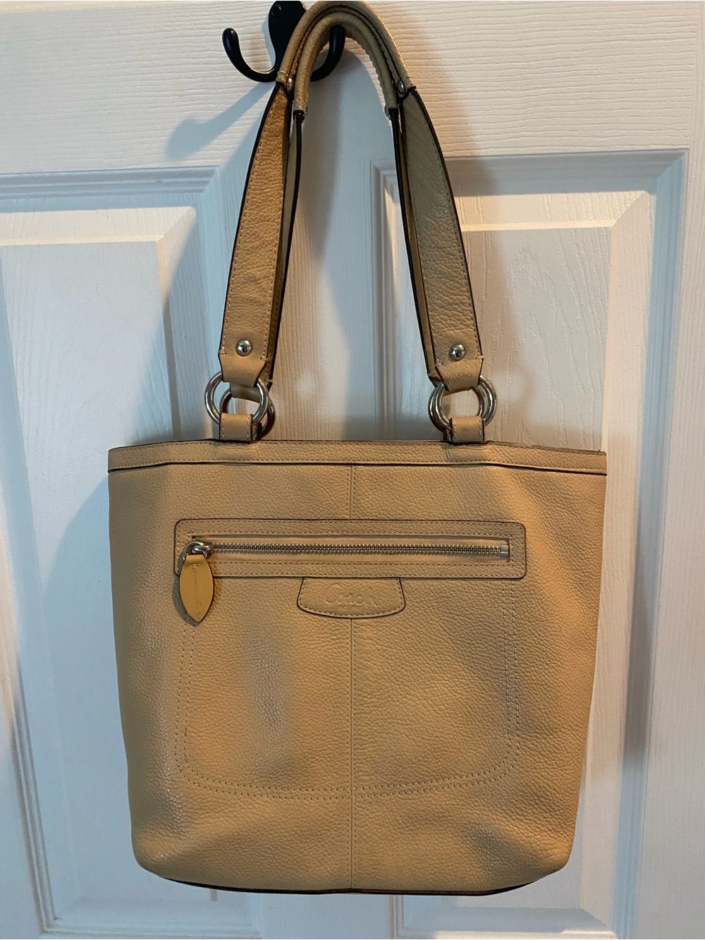 COACH neutral leather tote bag